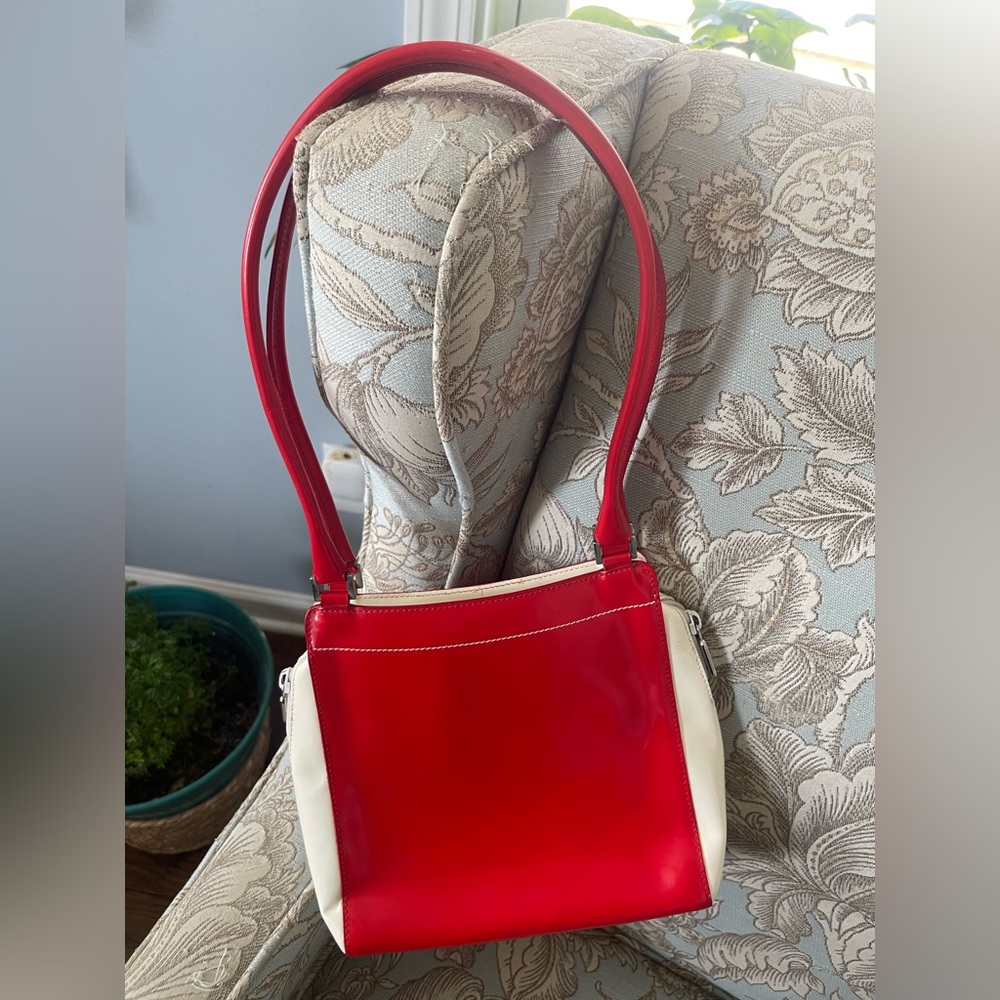 Furla Red and Cream Patent Mini Shoulder Bag Funky Eclectic